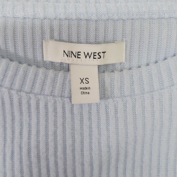 NINE WEST Womens Blue Ribbed Sweater Size XS - Picture 2 of 5